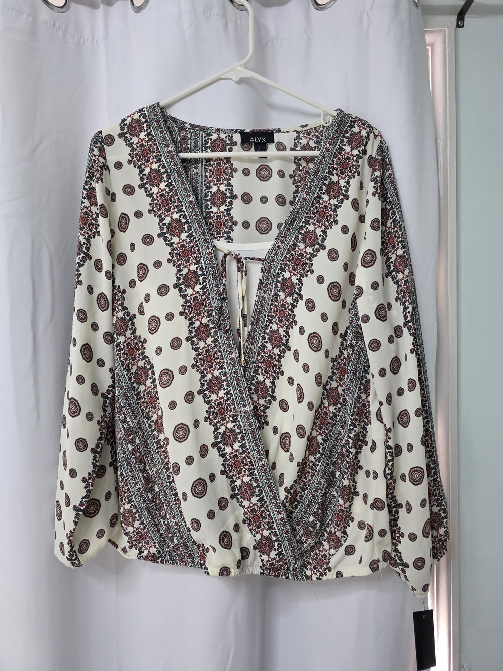 ALYX Cream Printed V-Neck Tie-Front Blouse